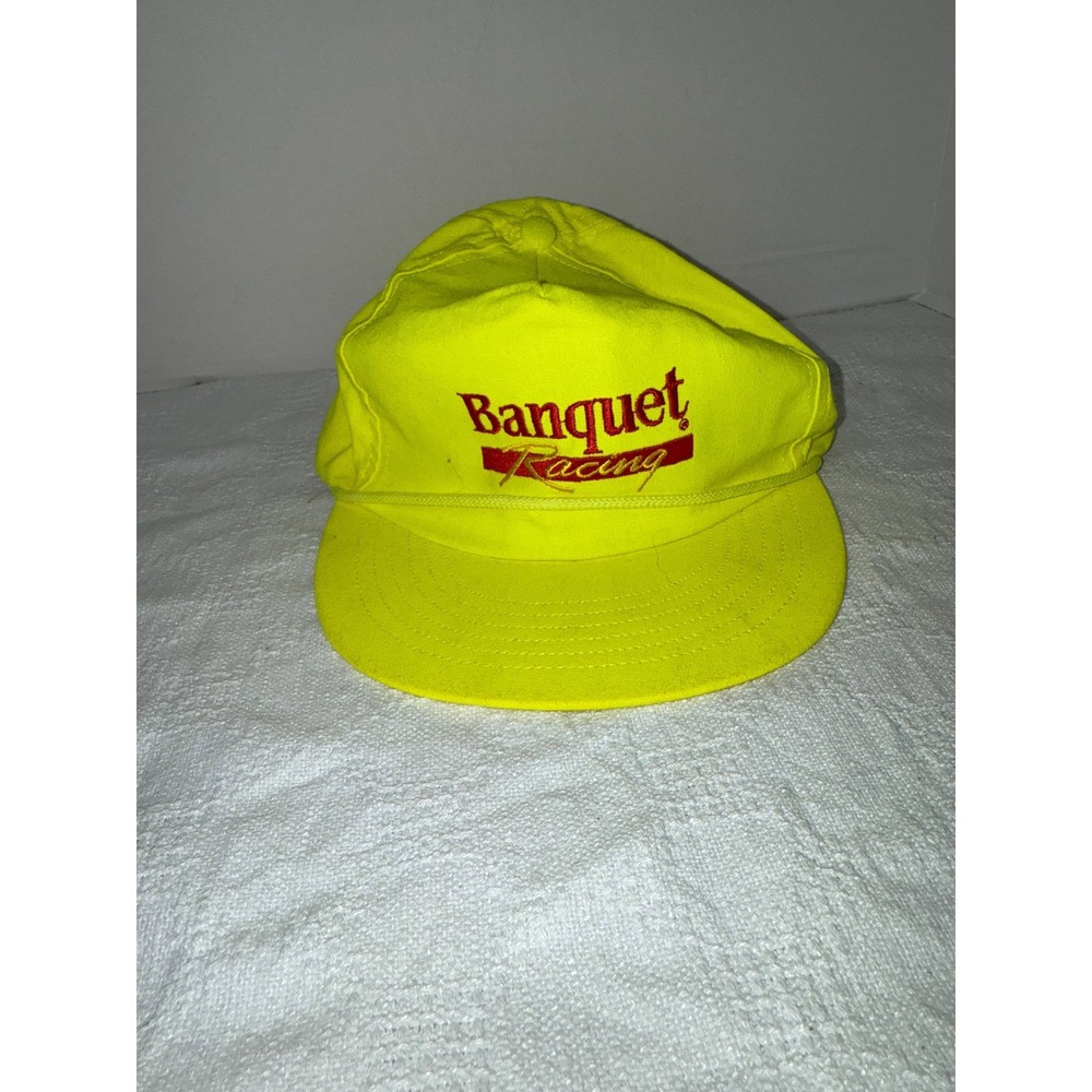 Banquet Racing Hat Neon‎ Yellow Adjustable Strapback Cap Made in USA